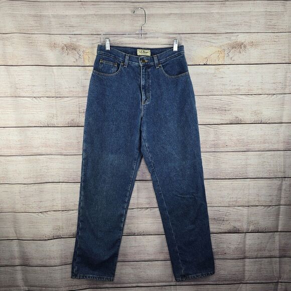 L.L. Bean Women's Double L Ultra High-Rise Relaxed Flannel Lined Jeans Regular 8 - Picture 1 of 9